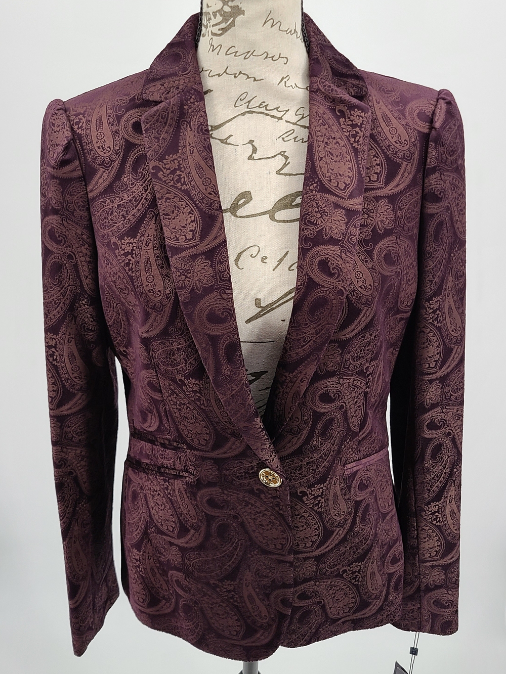 Tommy Hilfiger Deep Plum Paisley Single-Button Blazer Women's Size 4